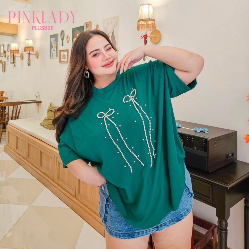 *ลอต2*เสื้อคอกลม ตอกมุกลายโบว์สายยาว ผ้ายืดเยอะ นิ่มสบาย 46"-66"