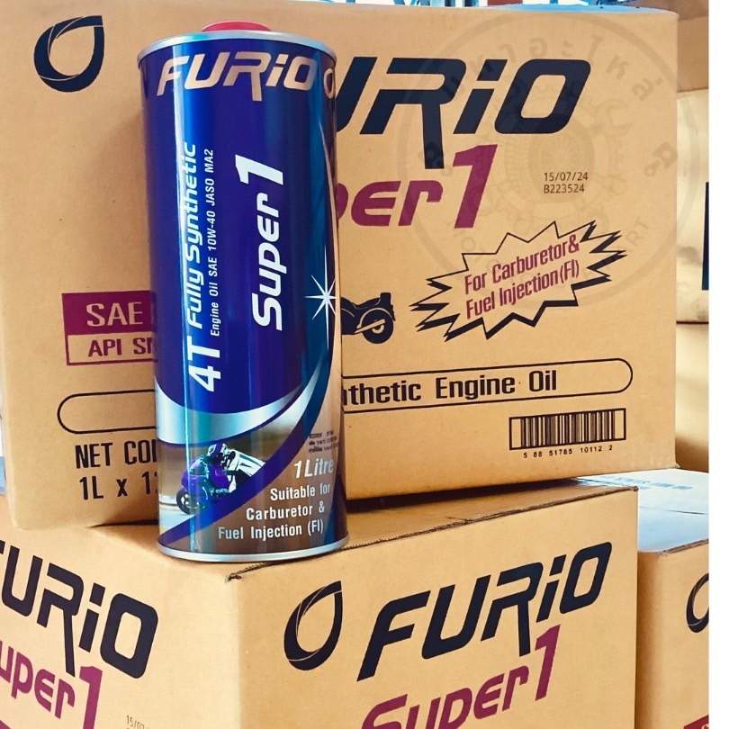 น้ำมันเครื่อง FURIO SUPER1 4T น้ำมันสังเคราะห์แท้100% SAE 10W-40 ขนาด 1 ลิตร (1ขวด)