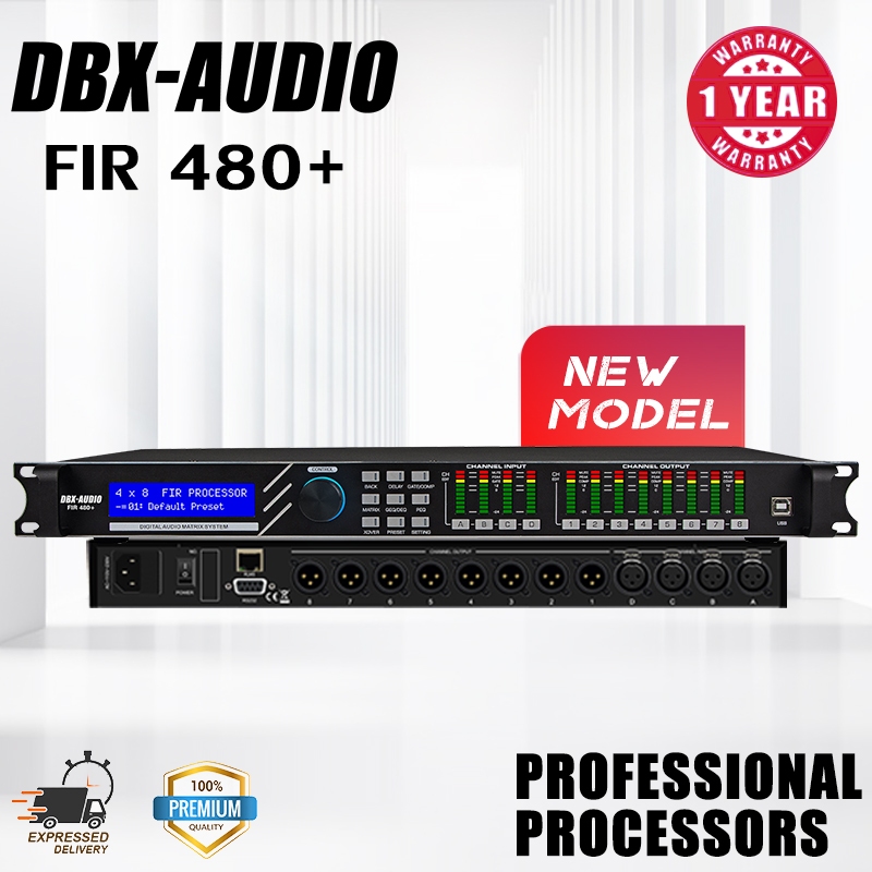 DBX-AUDIO FIR 480+ โปรเซสเซอร์เสียงระดับมืออาชีพ 4 อินพุต 8 เอาต์พุต เสียงที่คมชัดและมีการฟื้นฟูสูง