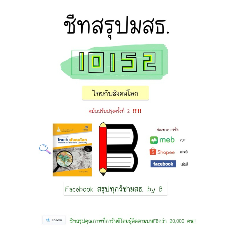 สรุปวิชา 10152 ไทยกับสังคมโลก ￼ฉบับปรับปรุงครั้งที่ 2 มสธ.