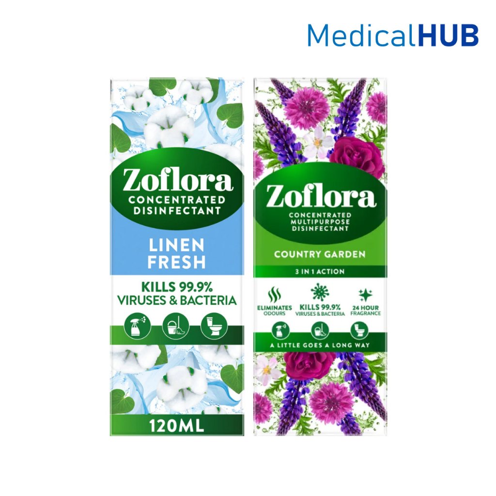 Zoflora โซฟลอรา น้ำยาฆ่าเชื้อโรค สูตรเข้มข้น ขนาด 120 ml กลิ่นคันทรี่การ์เด้น 20615 /ลินินเฟรช 20614