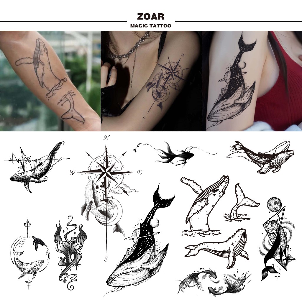ZOAR A036 Magic tattoo ชุดผีเสื้อ สติ๊กเกอร์รอยสักสมุนไพร กันน้ำ กันรอย ยาวนาน กึ่งถาวร แสดงสี
