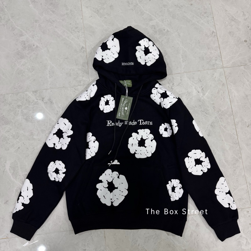 เสื้อฮู้ดลายดอก เสื้อกันหนาวแขนยาว มีฮู้ด ผ้าฟลีซแฟชั่นสตรีท ภาพถ่ายจากสินค้าจริงตรงปกผู้ชาย