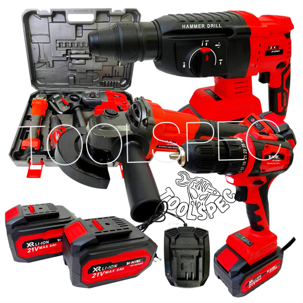 (SERIES XR)THAKITEC ชุดเครื่องมือช่างบลัสเลสไร้สาย แพ็คคู่ แพ็คสาม สุดคุ้ม แบตลิเธียม XR 21V MAX TK3XR