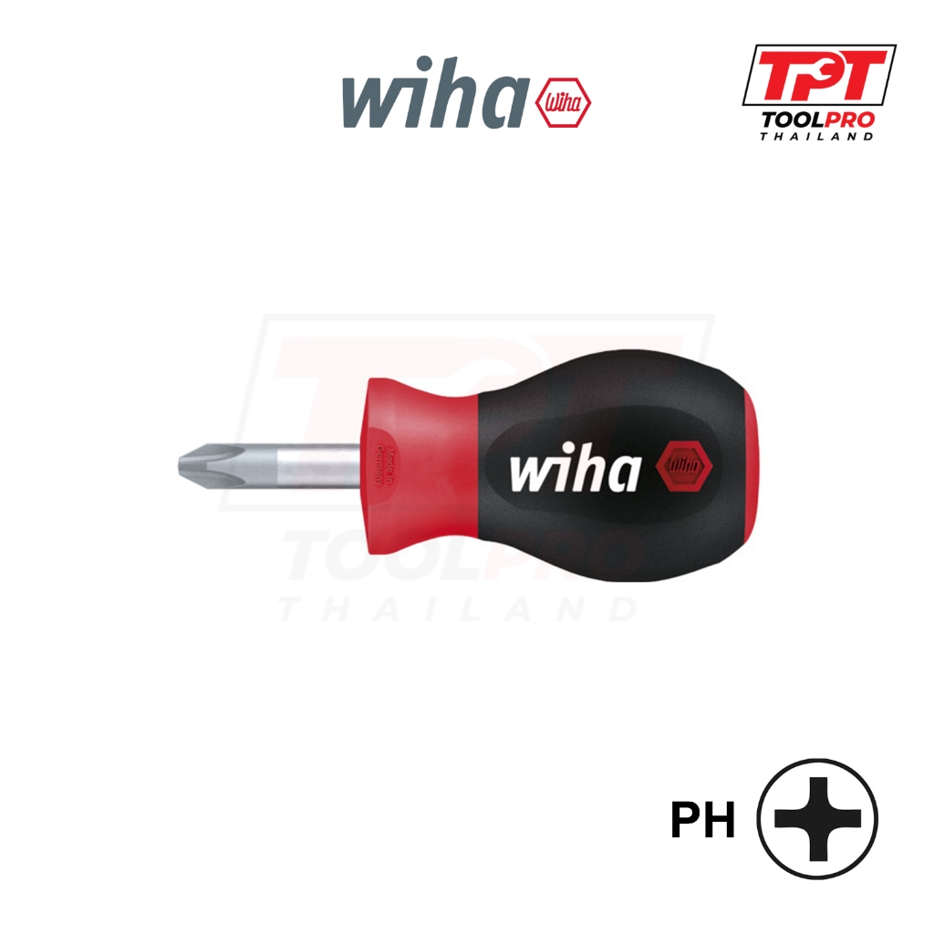 Wiha ไขควง Stubby 311 SoftFinish Phillips Screwdriver (PH1 / PH2 x 25mm)