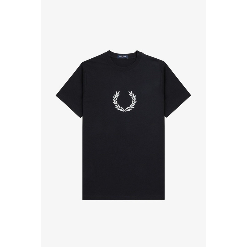Fred Perry Textured Laurel Wreath T-Shirt in Black