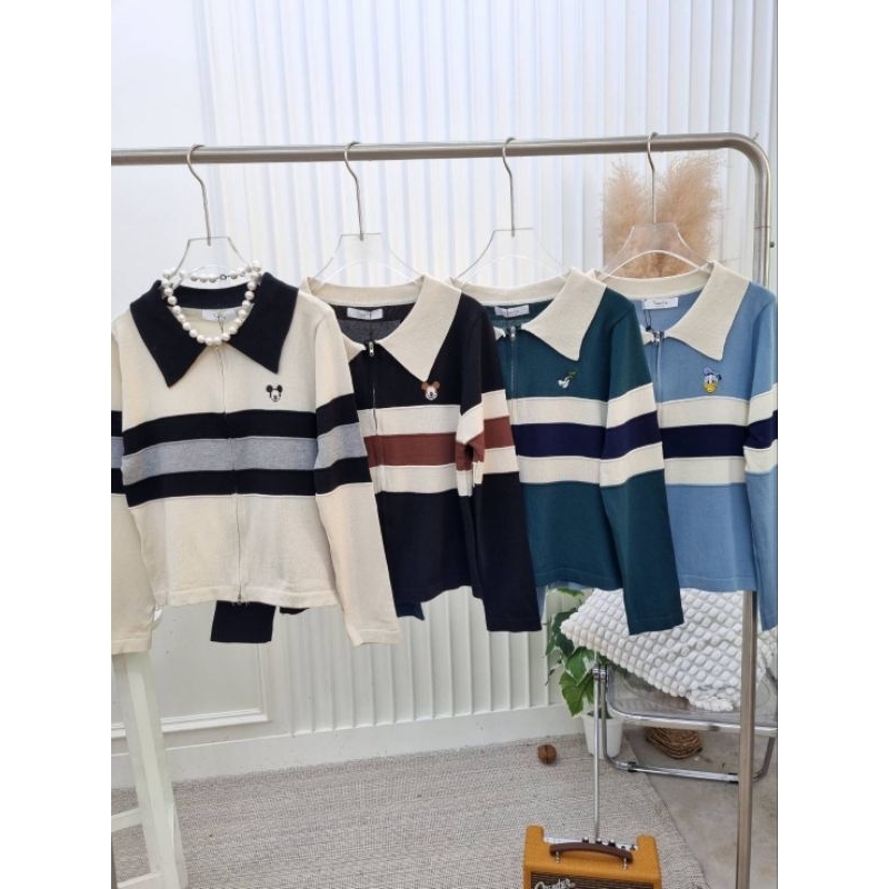 🚨 LTP 047 เสื้อแขนยาวคอปก ซิปบนล่างดี เทลน่ารักมาก สีสันสดใส เสื้อไหมพรม เสื้อแขนยาว เสื้อผ้าหน้าหนา