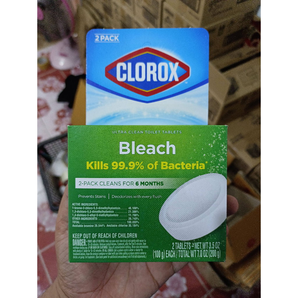 Clorox Bleach กล่องสีเขียว ก้อนทำความสะอาดชักโครก ใช้แล้วไม่ต้องขัด ดับกลิ่นและฆ่าเชื้อแบคทีเรีย