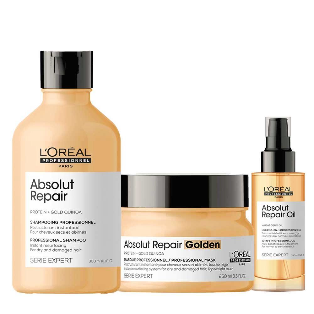 Loreal Absolut Repair Shampoo /Mask /Golden Mask /Oil ผลิตภัณฑ์ฟื้นฟูบำรุงผมแห้งเสียมาก สุขภาพดี นุ่มสลวย เงางาม