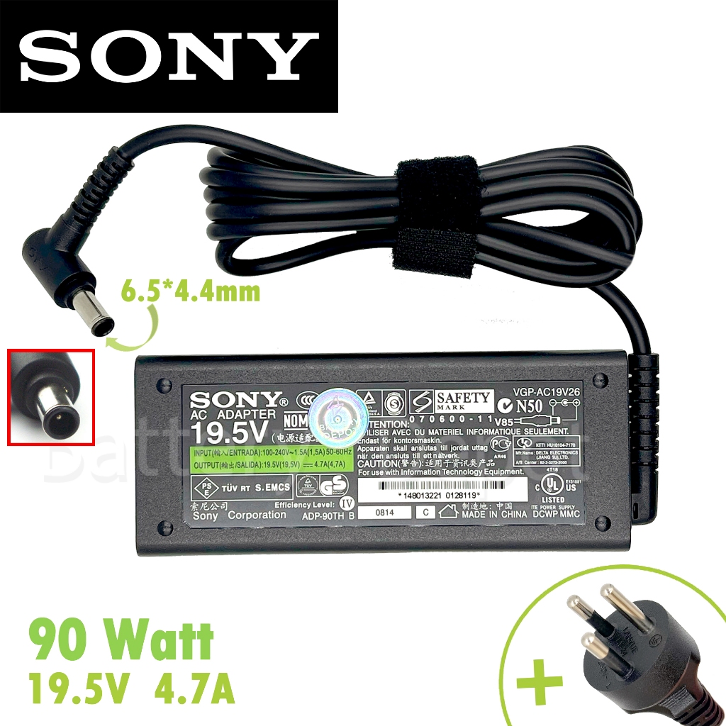 Sony AC Adapter ของแท้ 19.5V/4.7A 90W หัวขนาด 6.5*4.4mm สายชาร์จ Sony VPCCA15FH VGP-AC19V35 VGP-AC19V41 VGP-AC19V31