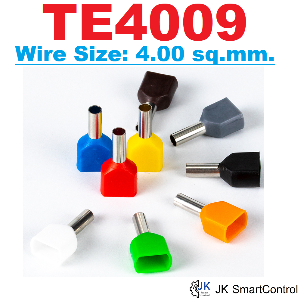 TE4009 หางปลาเข็มคู่ คอร์ดเอ็นแบบคู่ขนาด 4.00ตร.มม. ทองแดง/ทองเหลือง(Twin CordEnd terminal Size:4.00sq.mm. Copper/Brass)