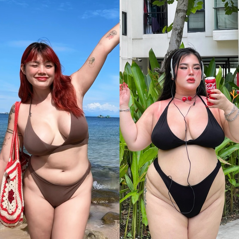 ss high cut bikini เซ็ตบิกินีสาวอวบทรงพรางหุ่น (s444)