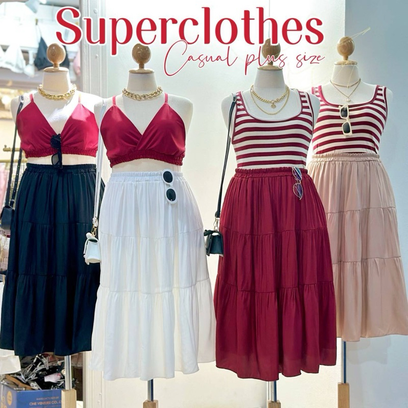 Dolly Skirt....กระโปรงตัวยาว ดีเทลต่อชั้นๆ รูดเบาๆให้ดูหวานๆพริ้วๆ ฮิตมาก เสื่อผ้าสาวอวบอ้วน พลัสไซส์ ไซส์ใหญ่