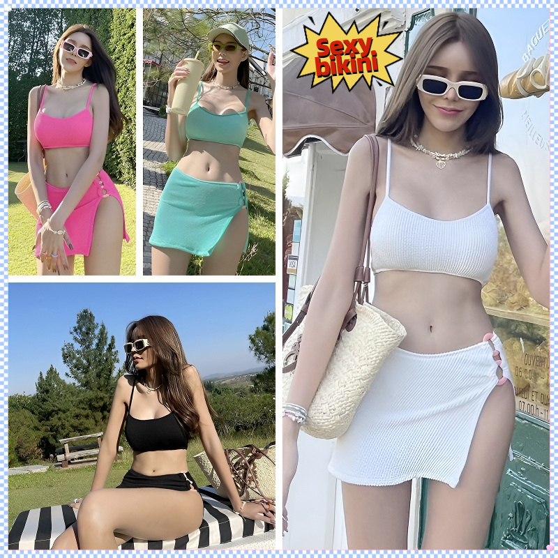 💗ส่งไวจากไทย💗ชุดว่ายน้ำแฟชั่น Bikini x skirt 3 ชิ้น บิกินี่เซ็กซี่. ผ้าแห้งเร็ว ชุดว่ายน้ำคุณภาพสูงสำหรับเด็กผู้หญิง