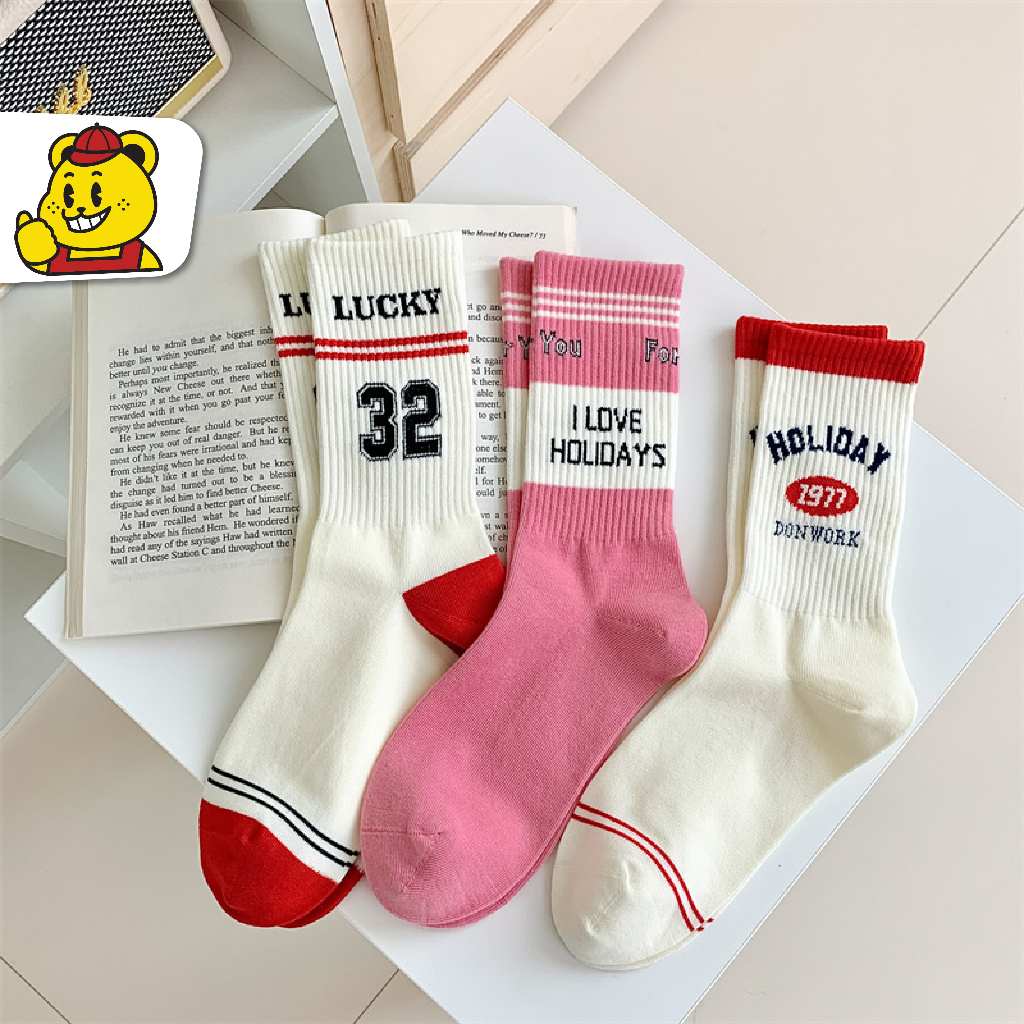 BIGGIANT ถุงเท้ายาว ตัวอักษร 1977 (N-1429)