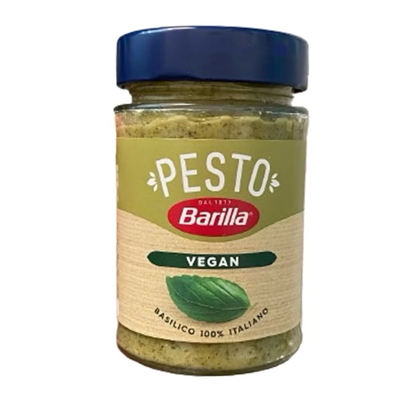 Barilla Vegan Pesto Sauce Basil 190g. ซอสเพสโตผสมใบโหระพา สำหรับราดหน้าพาสต้า เครื่องปรุงรส น้ำสลัด 