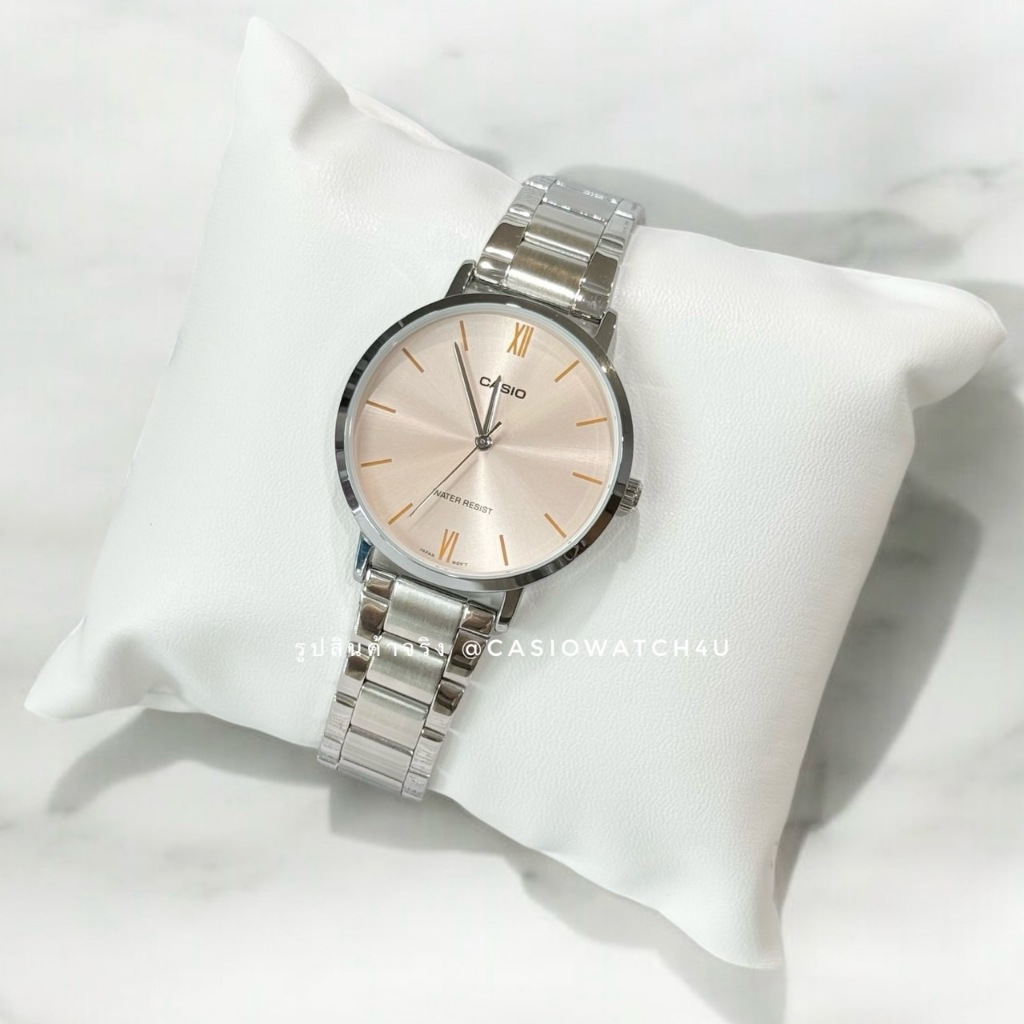 CASIO นาฬิกาข้อมือผู้หญิง ของแท้ CMG รุ่น LTP-VT01D-4B สีชมพู รับประกันศูนย์เซ็นทรัล 1 ปีเต็ม