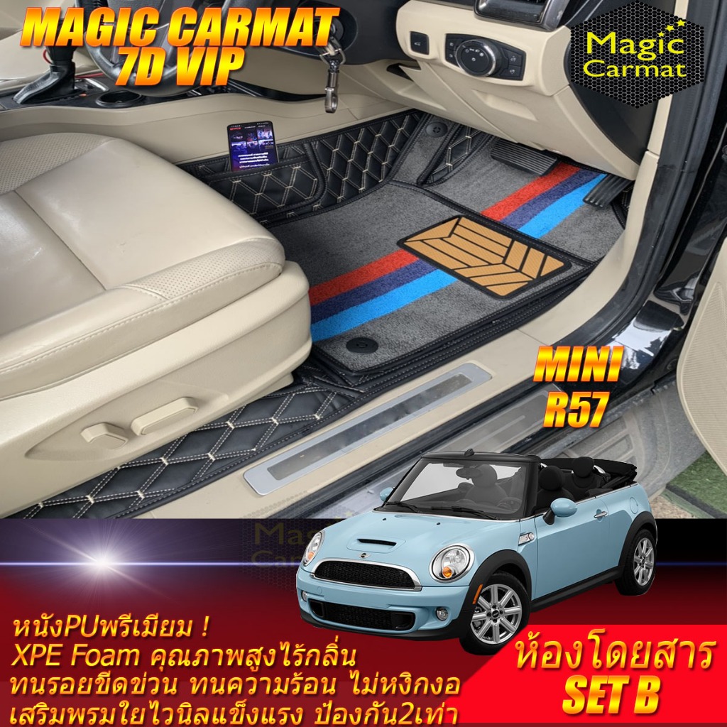 Mini Cooper R57 Convertible 2009-2015 Set B (เฉพาะห้องโดยสาร) พรมรถยนต์ Mini R57 พรม7D VIP Magic Car