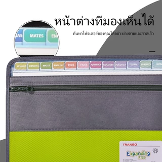 มีซิป หลายชั้น ถุงกระดาษ 13 ช่อง แฟ้มโฟลเดอร์ ขนาด A4 สำหรับเอกสาร นักเรียน มีเครื่องเขียน