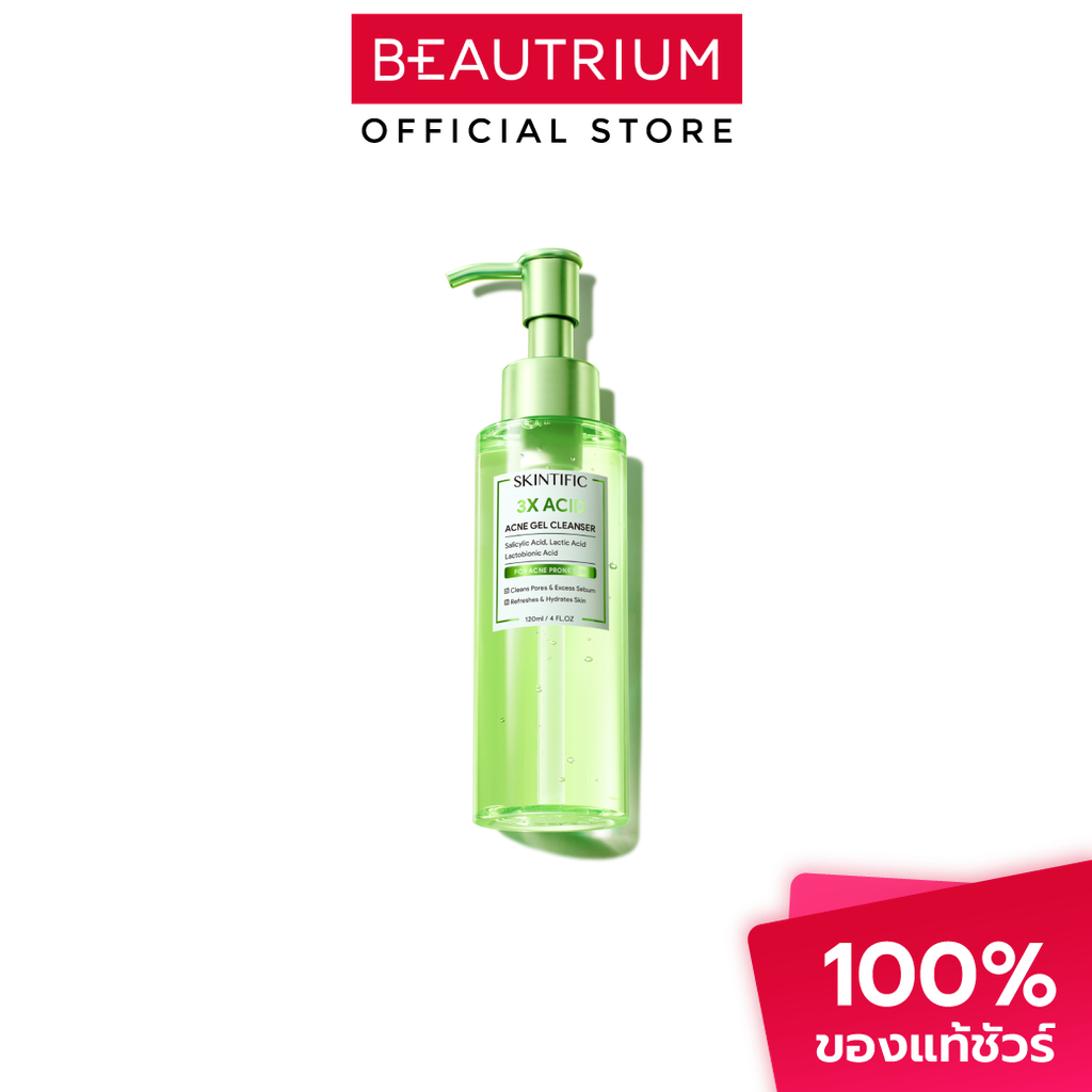 SKINTIFIC 3X Acid Acne Gel Cleanser ผลิตภัณฑ์ทำความสะอาดผิวหน้า 120ml
