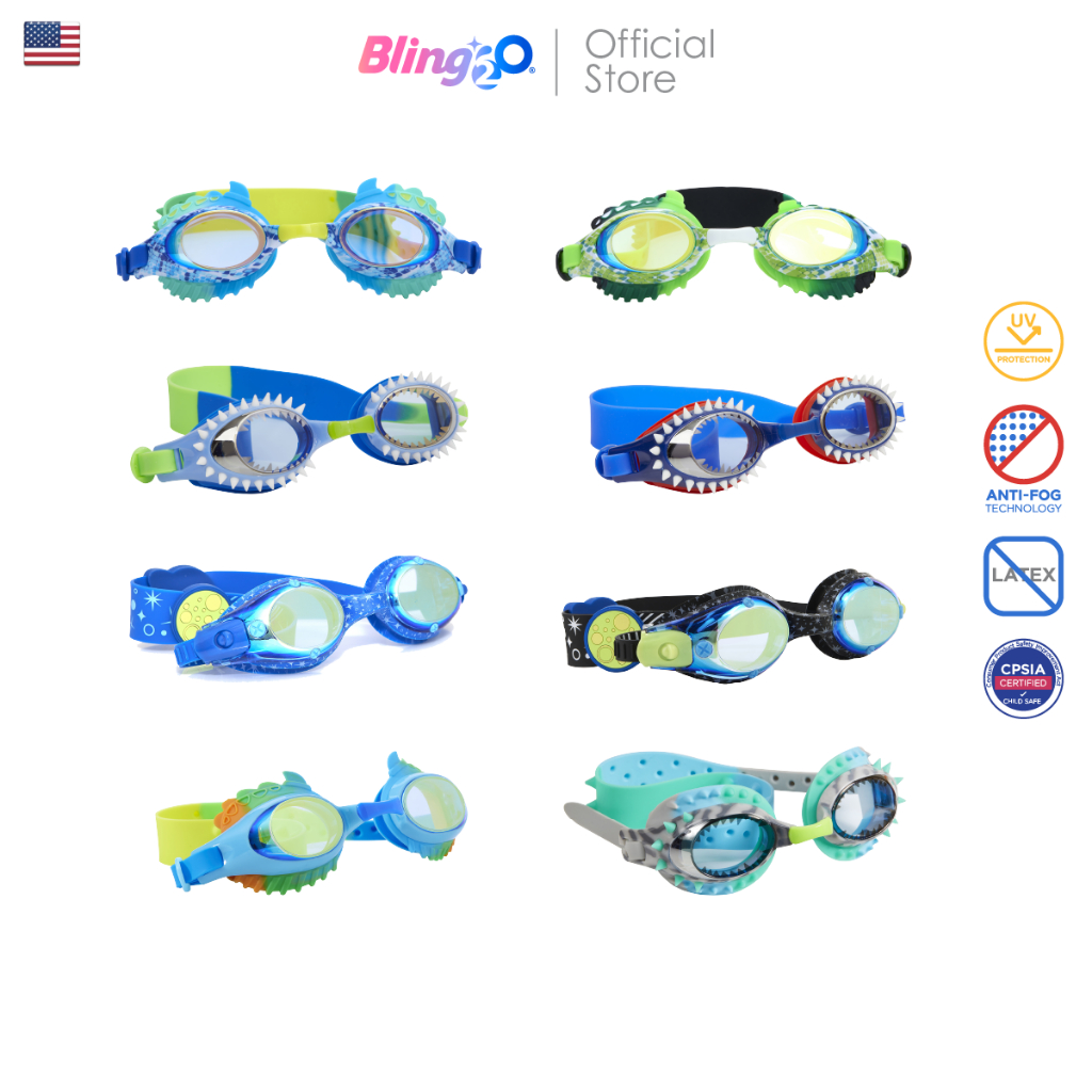 BLING2O แว่นตาว่ายน้ำเด็กผู้ชายยอดฮิตจากอเมริกา สำหรับเด็ก 3 ขวบขึ้นไป แว่นว่ายน้ำแฟชั่น ใส่สบาย ของใช้เด็กน่ารัก