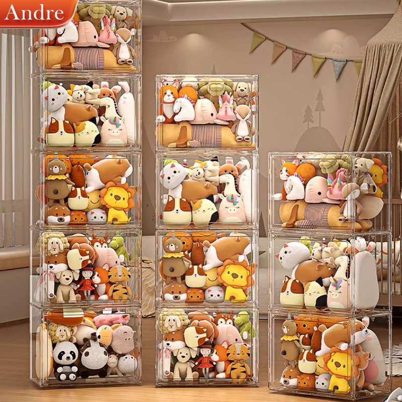 Andre กล่องใส่โมเดลอะคริลิคใส โชว์ popmart/labubu art toy ตุ๊กตา 3ชั้น กันฝุ่น วางซ้อนกันได้ ทนทานและทนทาน