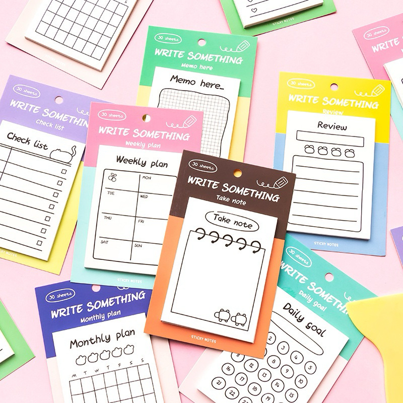 <พร้อมส่ง> โน๊ตกาวกระดาษ ✏️ Write Something📒 30แผ่น 8โทนสี โพอิท เครื่องเขียน กระดาษโน๊ต เมมโม memo