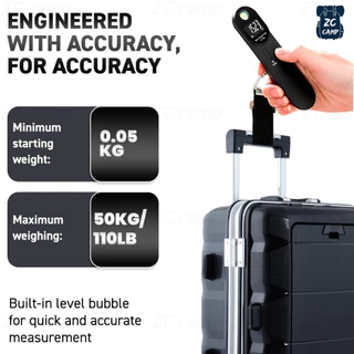 ZC CAMP ที่ชั่งน้ำหนักกระเป๋าเดินทาง ตาชั่งดิจิตอล ที่ชั่งกระเป๋า LCD Digital Luggage Scale 110lb/50kg