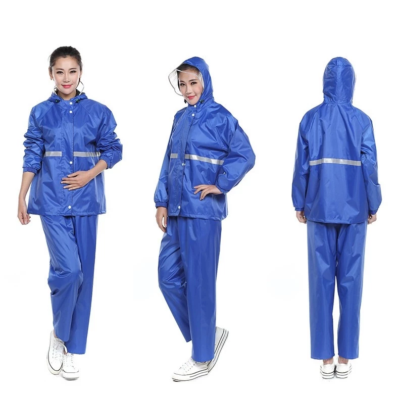 ชุดกันฝน เสื้อ+กางเกง หมวกติดเสื้อ มีแถบสะท้อนแสง เสื้อกันฝน PVC #7991 thumbnail 9