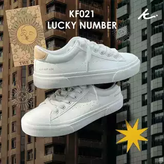 KIM&CO. Lucky number (KF021W) รองเท้าผ้าใบมูเตลู ทั้งเรื่องการงาน การเงิน ความรัก ดีไซน์สวย วัสดุหนัง PU พรีเมี่ยม