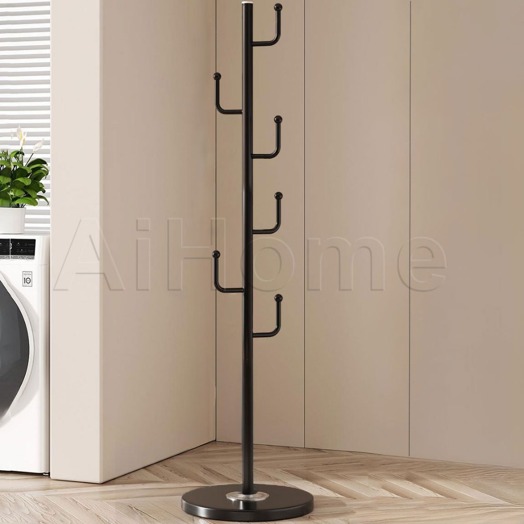 AiHome ฐานหินควอตซ์ ที่แขวนหมวก เสาไม้แขวนสูท ที่แขวนผ้า 172 ซม ที่แขวนกระเป๋า ราวตากผ้าอเนกประสงค์ ราวตากผ้าเหล็ก รูปที่ 2