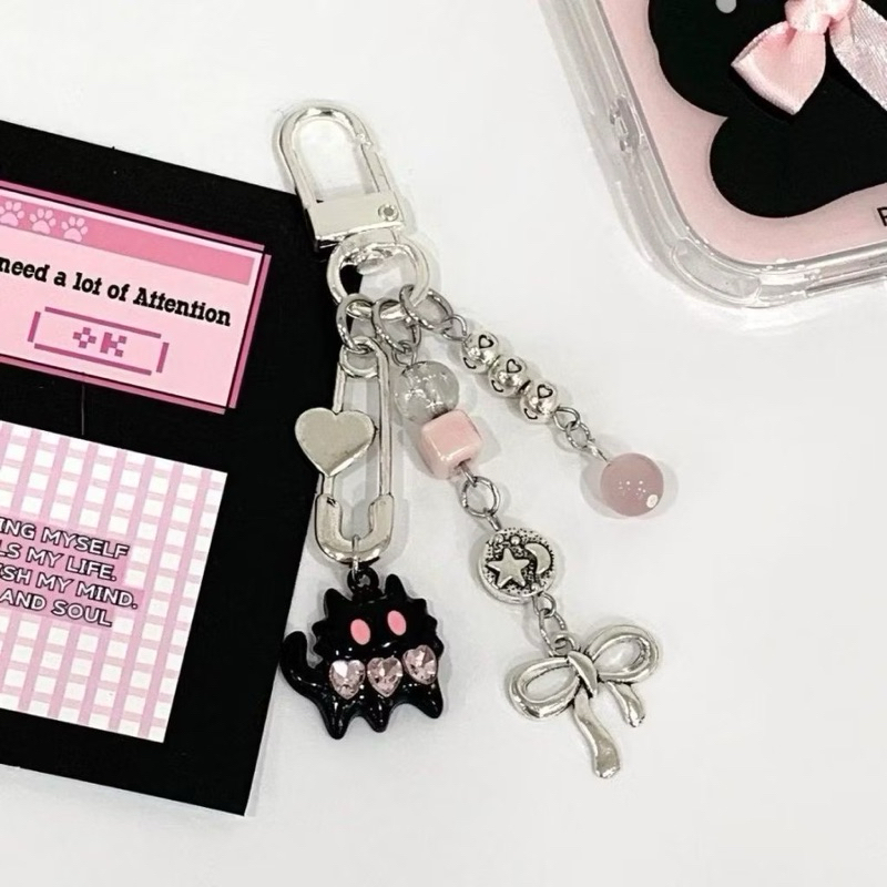 💫🖤พร้อมส่ง!พวงกุญแจห้อยแฟ้มการ์ด กระเป๋า ลายน้องแมวติดเพชร