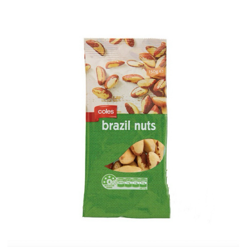 coles brazil nuts 150g. 🇦🇺 จากออสเตรเลีย ถั่วบราซิลดิบ สำหรับเบเกอรี่ อบก่อนทาน