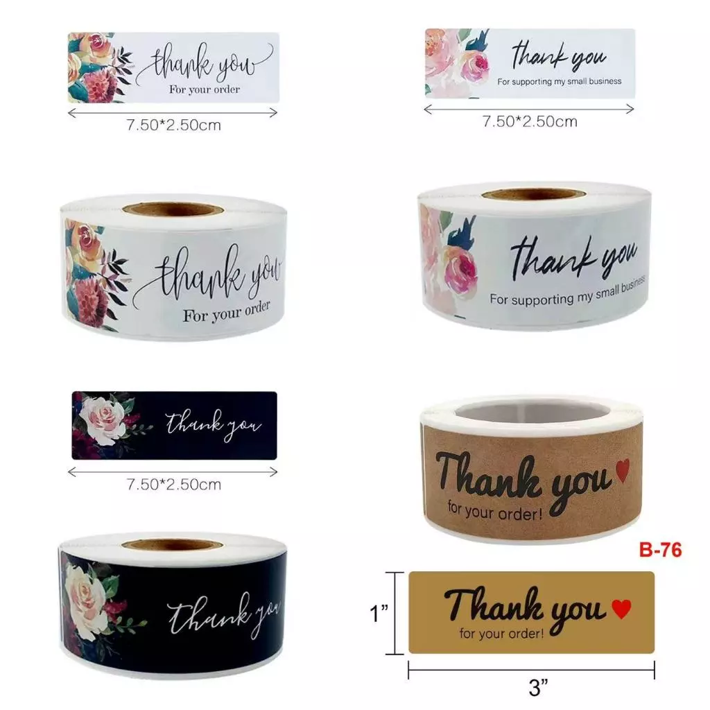 สติ๊กเกอร์ ขอบคุณ สติ๊กเกอร์สี่เหลี่ยมผืนผ้า sticker thankyou handmade