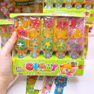 เยลลี่กัมมี่มิกซ์ฟรุตผลไม้เสียบไม้ อย.ไทย 1 กล่อง 30 ชิ้น