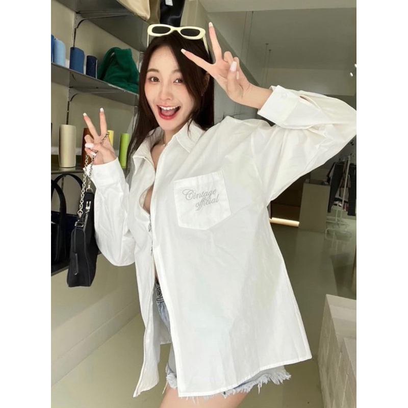 ส่งต่อเสื้อเชิ้ตซิป ปาดไหล่ เดรส แบรนด์ไอจี ig cintage official รายละเอียด/ไซส์ ด้านล่างค่า