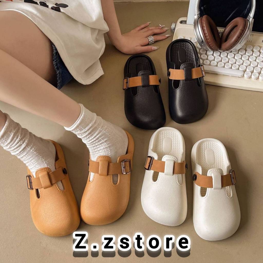 พร้อมส่งจากไทย【2508】 รองแตะหัวโตแบบสวมดีเทลสายคาดดูน่ารักปนเท่ห์ๆคูลๆพื้นหนาปรับได้
