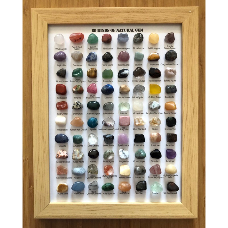 (ส่งไทย) ชุดตัวอย่างหิน หินและคริสตัลแท้ หินสีสวย 80 ชนิด Display of 80 Stones and Crystals- all real stones