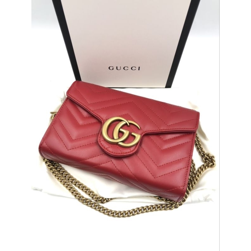 👜กระเป๋าสะพาย ♥️ New Gucci Marmont woc red ghw ♥️สีแดง🎉 อะไหล่ทองสวยเว่อร์💥💥ตาแตก