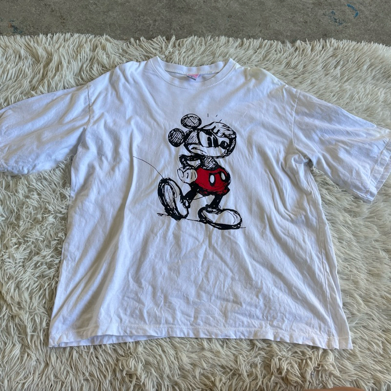 เสื้อยืดสีขาวสกรีนTake all shop x mickey mouse ของแท้100%