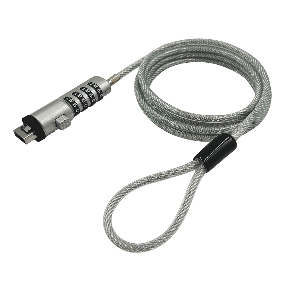 สายล็อคโน๊ตบุ๊คสายสีเงิน Cable Lock Wire Lock Storm สายล็อค laptop ล็อคช่อง USB แบบรหัส 4 หลัก สายยาว 180 ซม NBL003