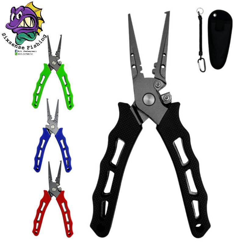 คีมตกปลาsixsense fishing  คัมปลดปลา คีมไม่เป็นสนิทม ทำจากโลหะอัลลอยด์ กันสนิม พร้อมซอง+สายเซฟตี้ มีใ