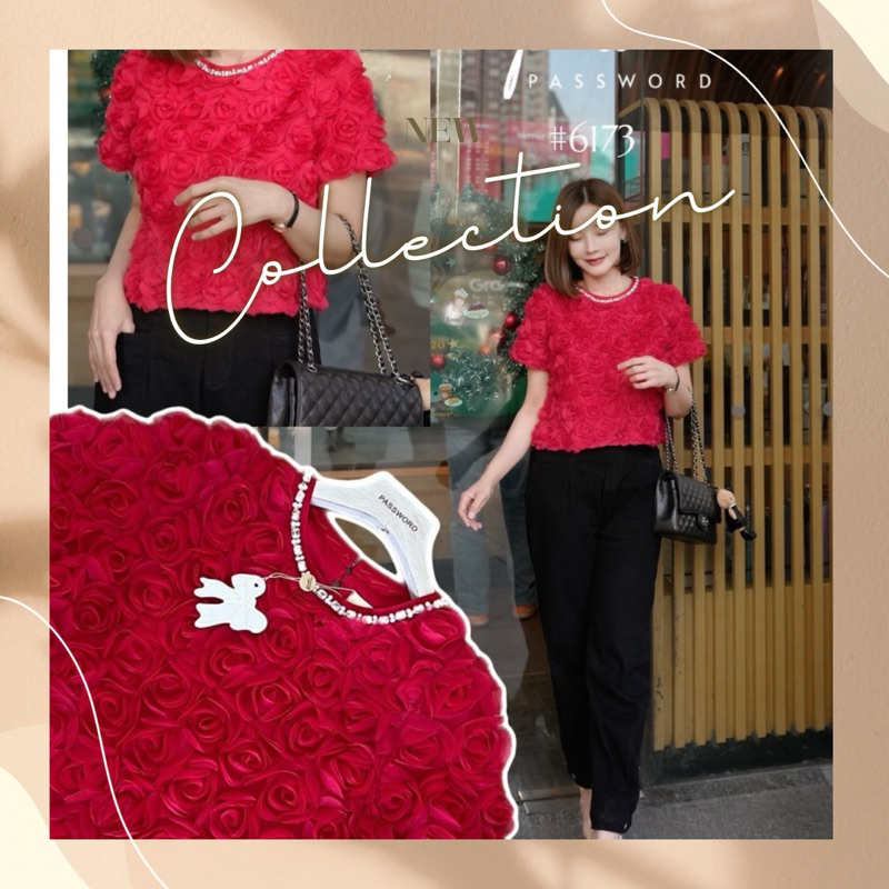 password 6173 เสื้อเนื้อผ้านุ่มๆ เท็กซ์เจอร์ดอกไม้นุ่มฟู