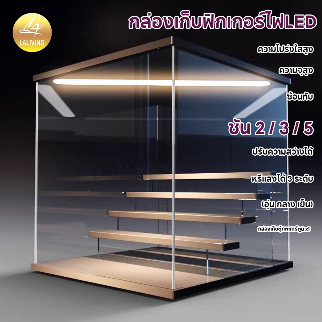 กล่องอะคริลิค 2-5 ชั้น พร้อมไฟ (พร้อมส่ง) blind box popmart โชว์โมเดล ฟิกเกอร์ labubu skull panda ปรับความสว่างได้