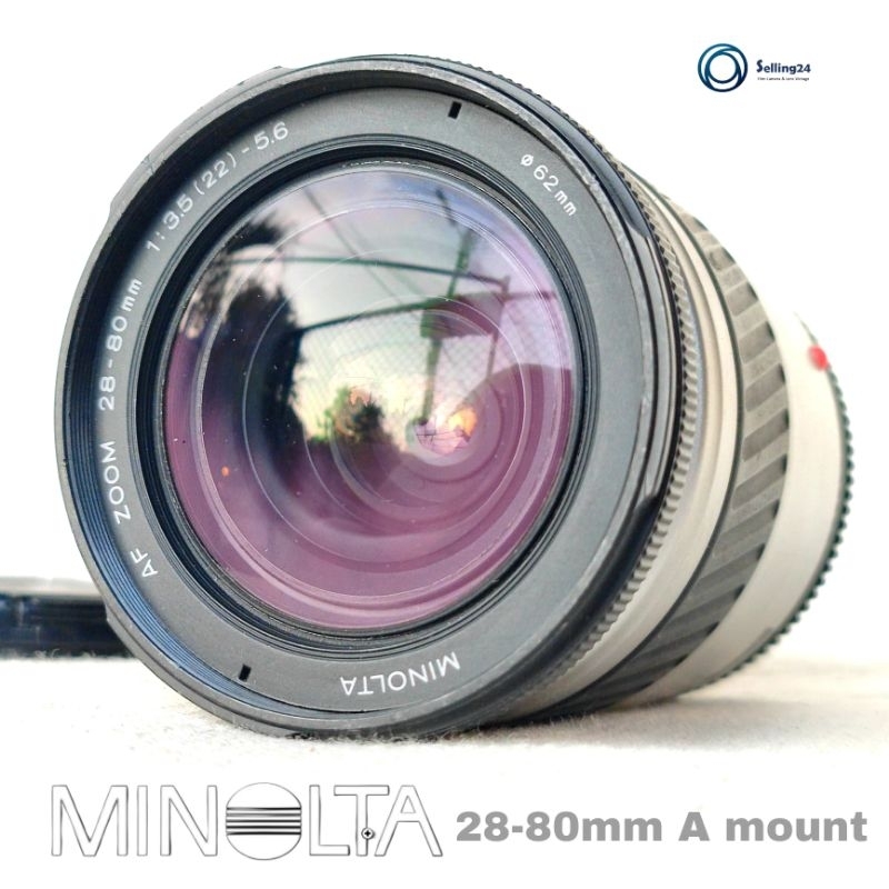 เลนส์ออโต้ Minolta af zoom 28-80mm f3.5(22)-5.6 Macro Mount A พร้อมฝาปิดหน้า ท้าย