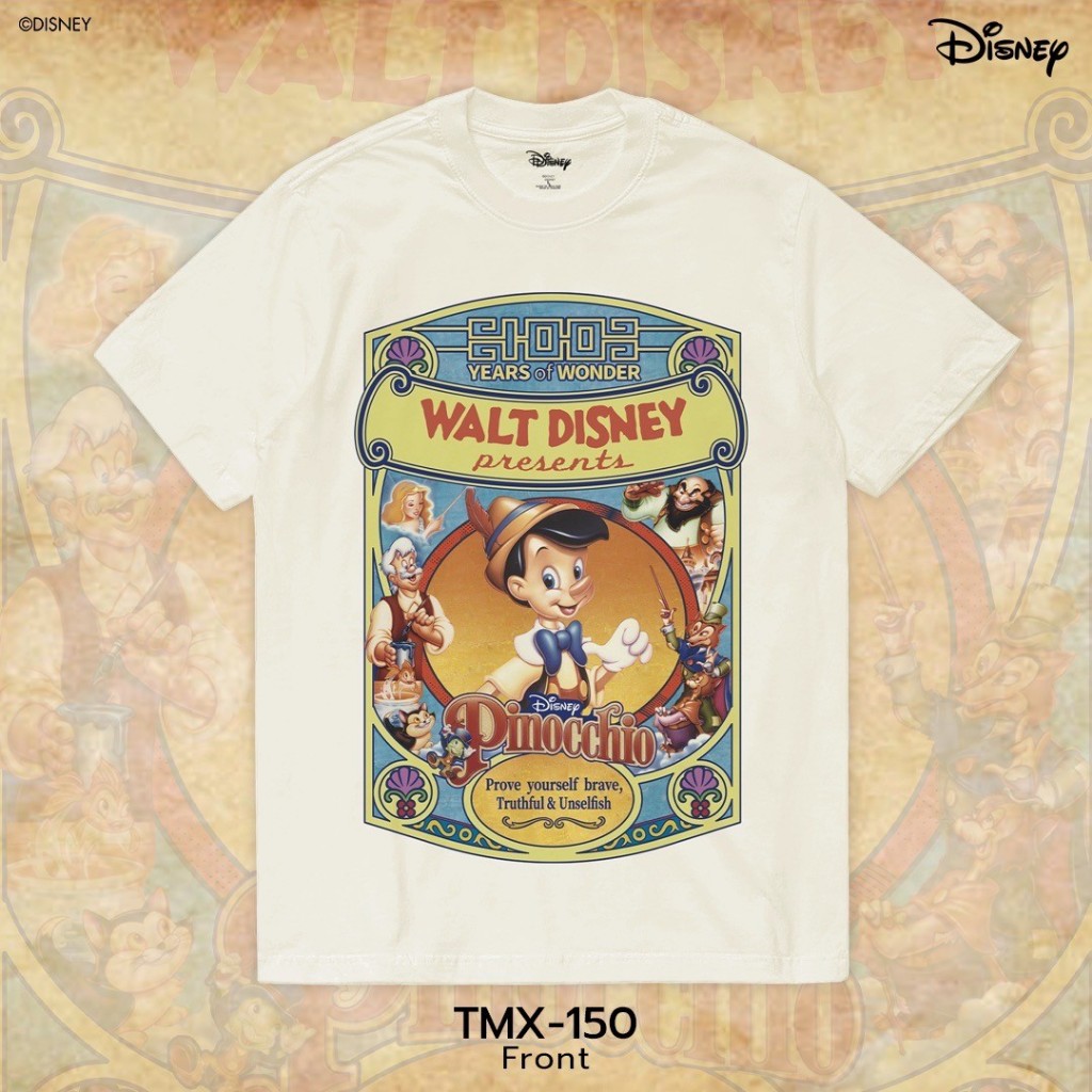 Power 7 Shop เสื้อยืดการ์ตูน "Pinocchio" คอลเลคชั่น "Disney Classics" (TMX-150-สีครีม) — صورة 2