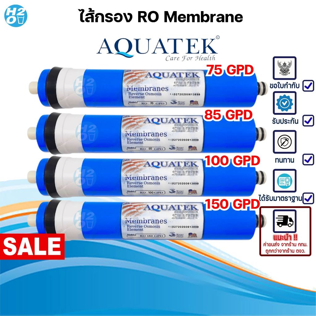 AQUATEK ไส้กรองน้ำ ไส้กรองเมมเบรน RO Membrane 75 85 100 150 600 GPD เครื่องกรองน้ำ ตู้น้ำหยอดเหรียญ