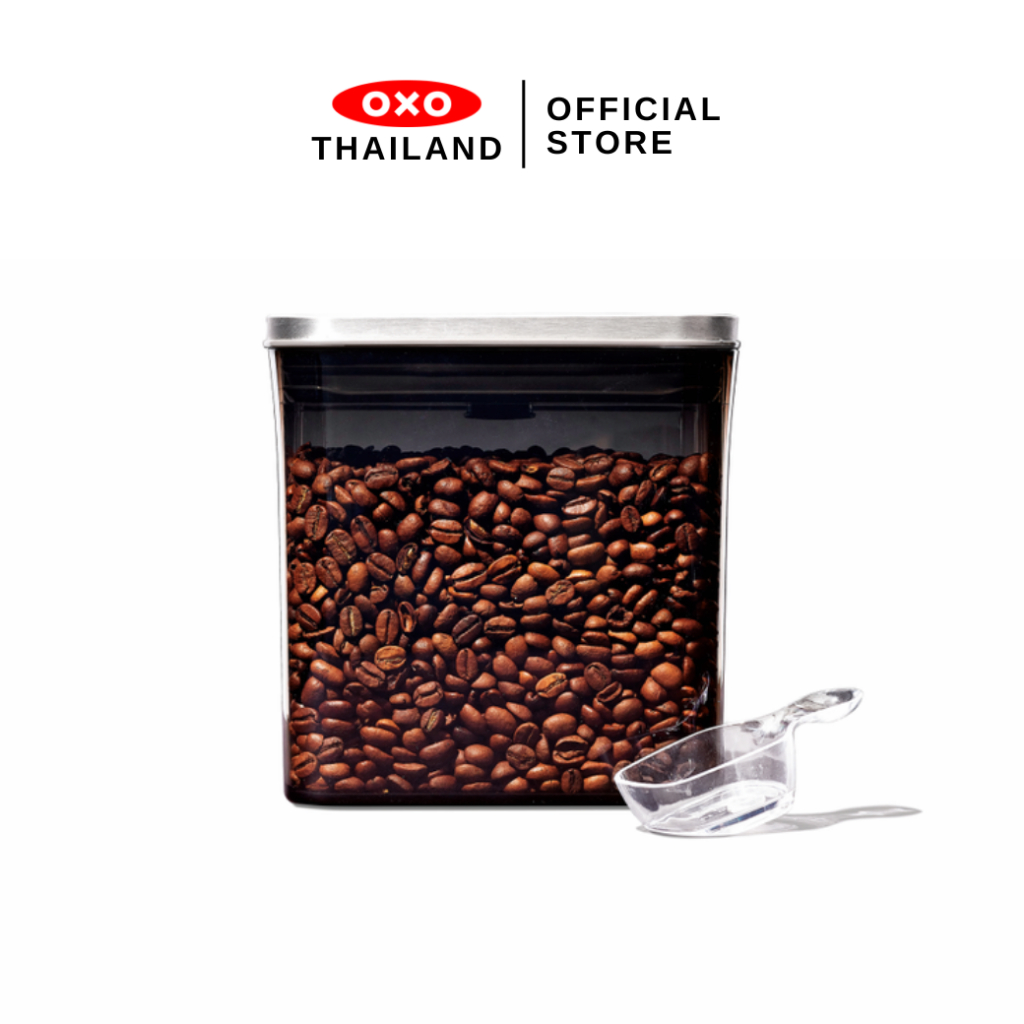 OXO กล่องถนอมอาหาร กาแฟ 1.6 ลิตร / 1 kg. ฝาสแตนเลสสตีล พร้อมช้อนตัก l OXO STL Coffee With Scoop 1.6 L
