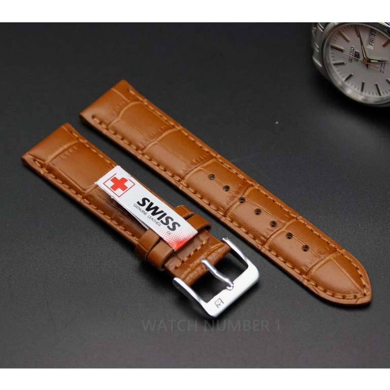 สายนาฬิกาหนังแท้ SWISS -270 + Spring Bar เย็บด้าย ล็อคแบบนาฬิกา Swiss แข็งแรง ทนทาน