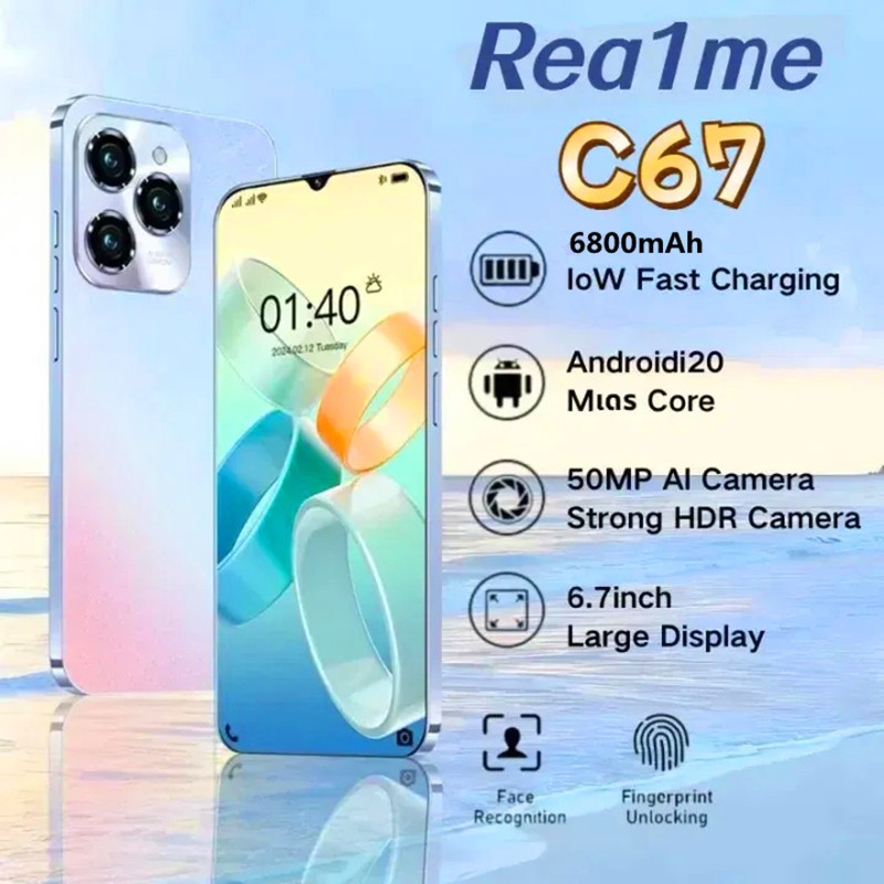 2024 Originalสมาร์ทโฟนRe Aim C67 12GB + 512GB 5Gโทรศัพท์Android 6.7 นิ้วGamingโทรศัพท์6800MA,อายุการ